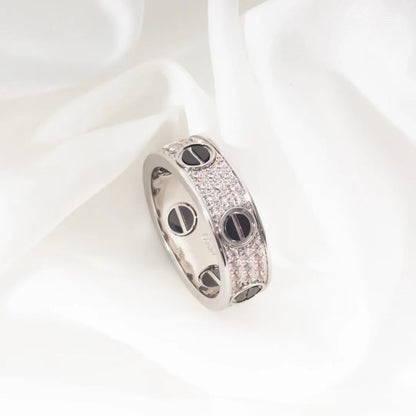 [Olivia Jewelry]LOVE RING 5.5MM DIAMONDS PAVED CERAMIC