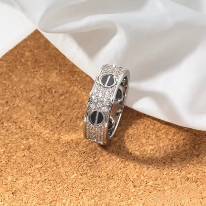 [Olivia Jewelry]LOVE RING 5.5MM DIAMONDS PAVED CERAMIC