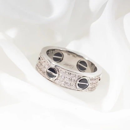 [Olivia Jewelry]LOVE RING 5.5MM DIAMONDS PAVED CERAMIC