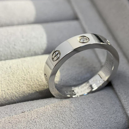 [Olivia Jewelry]LOVE RING 4MM 1 DIAMOND SILVER