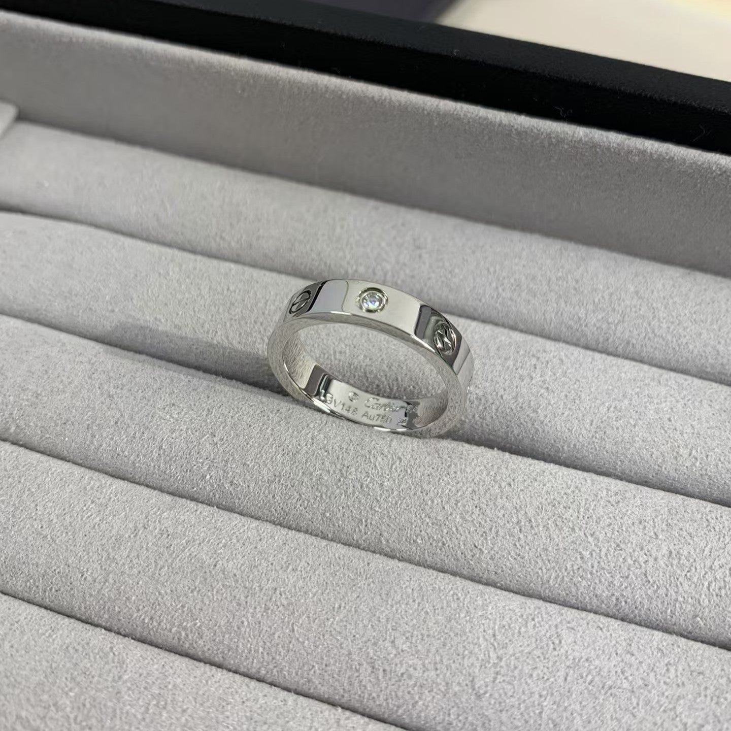 [Olivia Jewelry]LOVE RING 4MM 1 DIAMOND SILVER