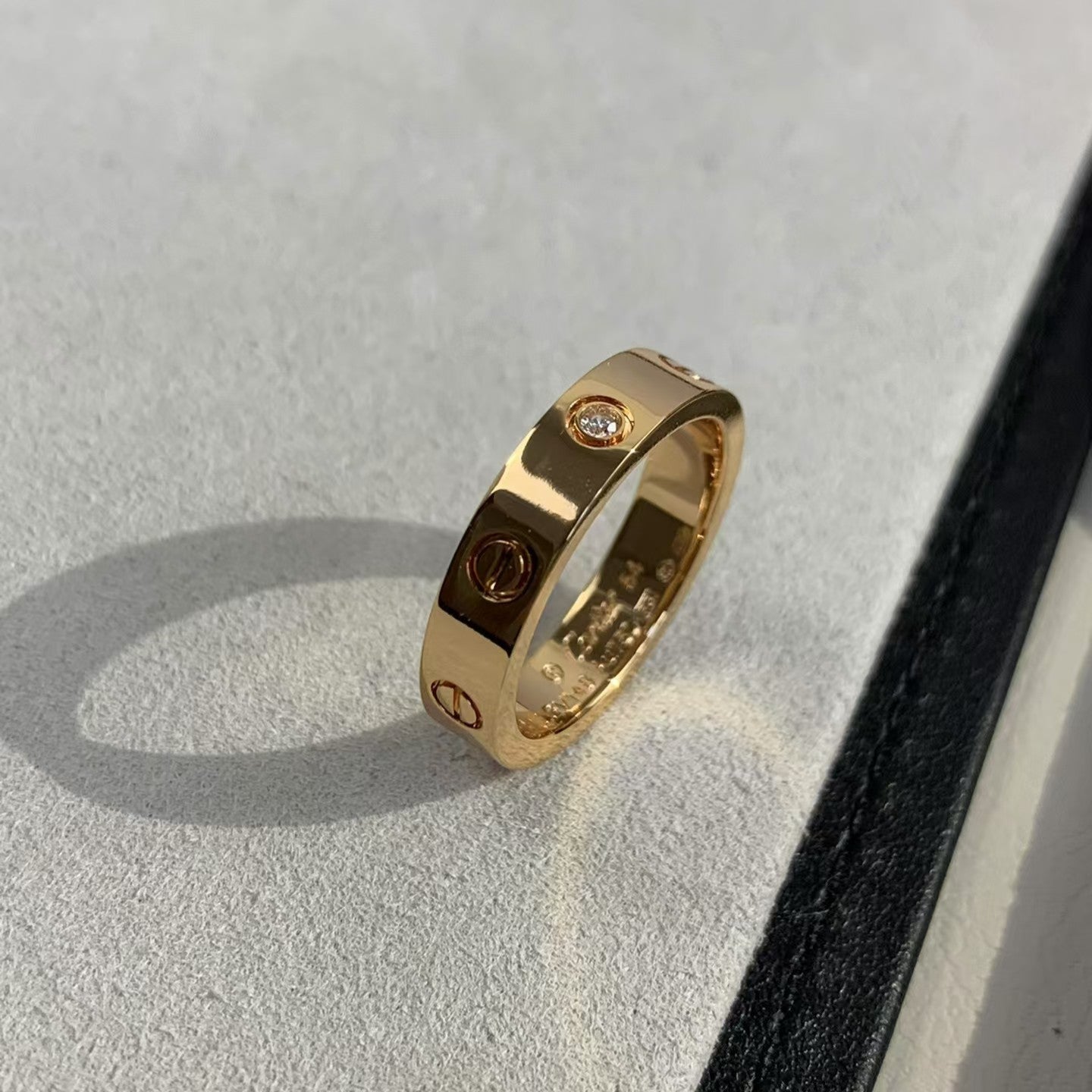 [Olivia Jewelry]LOVE RING 4MM 1 DIAMOND PINK GOLD