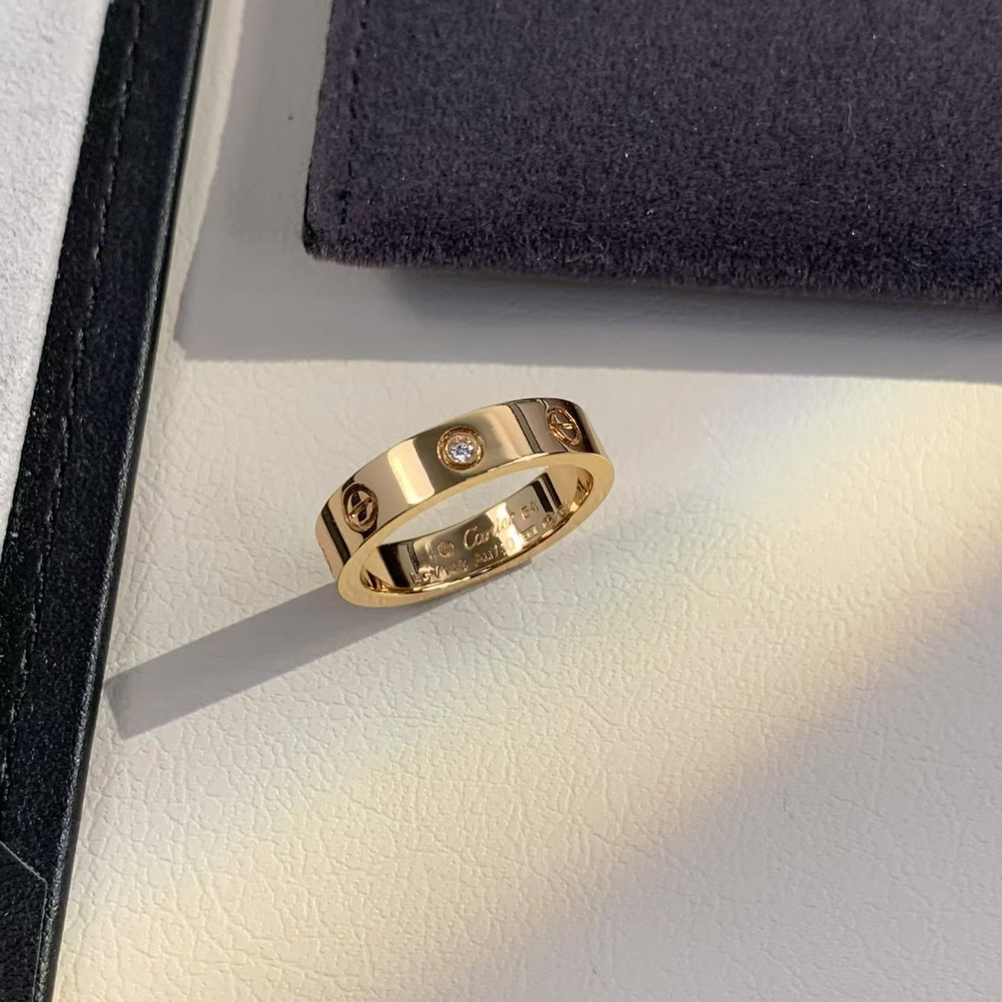 [Olivia Jewelry]LOVE RING 4MM 1 DIAMOND PINK GOLD