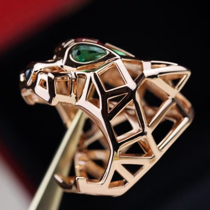 [Olivia Jewelry]HOLLOW LEOPARD HEAD RING