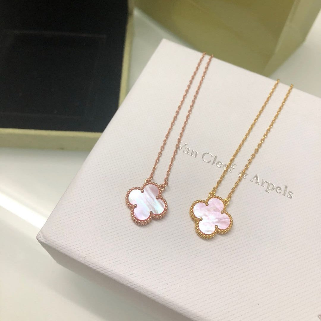 [Olivia Jewelry]CLOVER 15MM PINK MOTHER-OF-PEARL SINGLE FLOWER NECKLACE