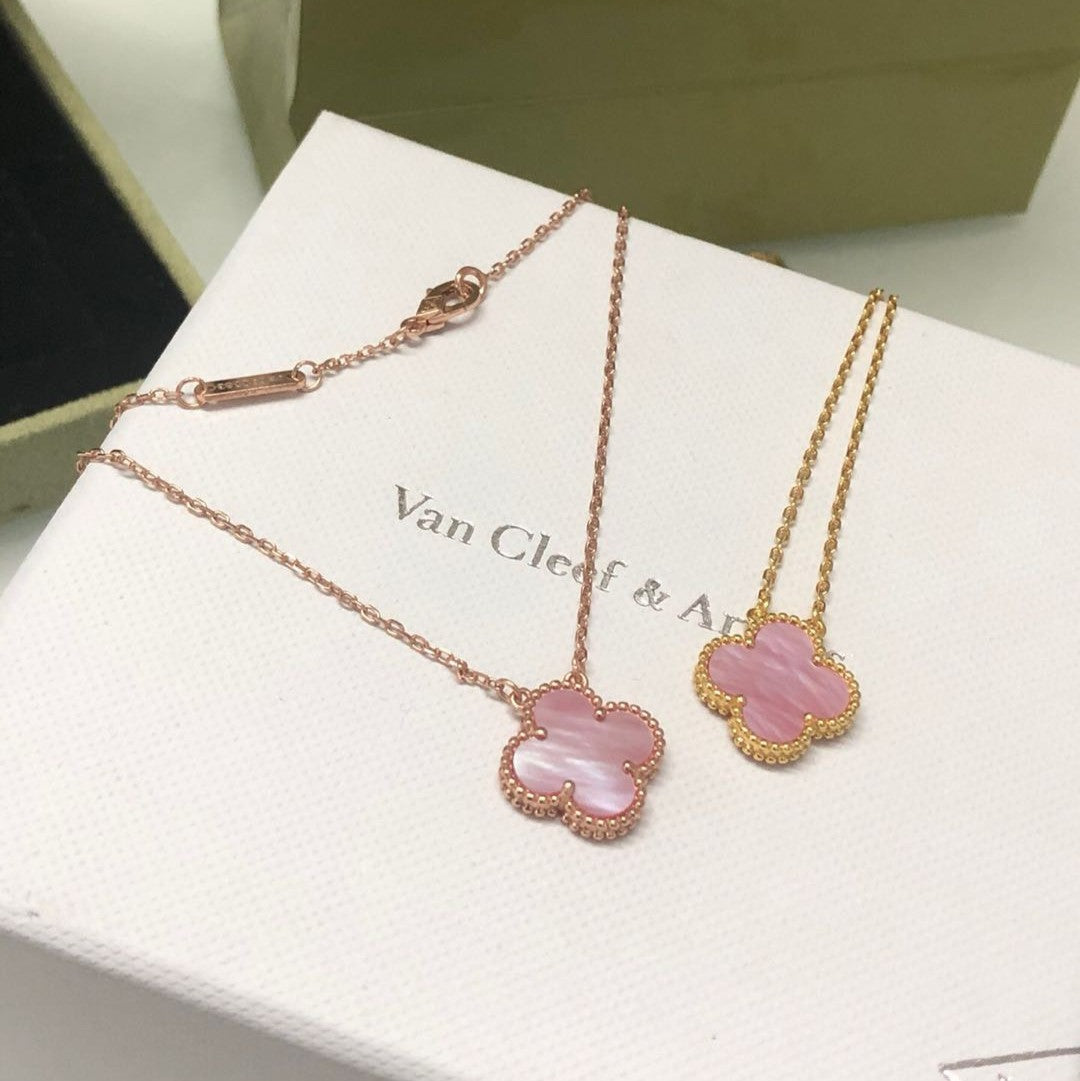 [Olivia Jewelry]CLOVER 15MM PINK MOTHER-OF-PEARL SINGLE FLOWER NECKLACE