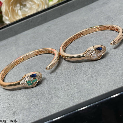 【AURORA】SERPENTI ROSE GOLD DIAMOND SNAKE HEAD BRACELET