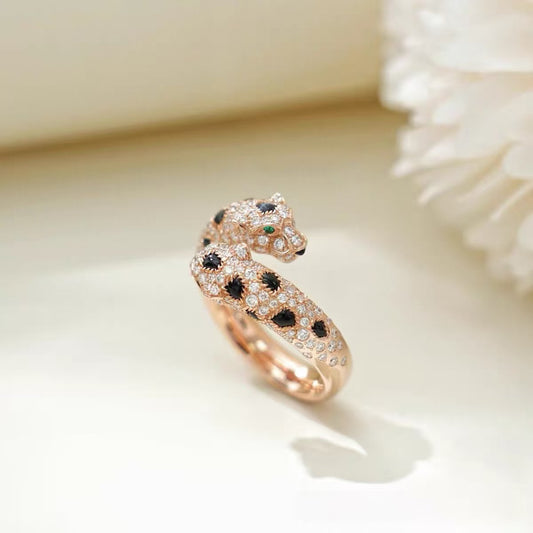 [Olivia Jewelry]PANTHERE DOUBLE LEOPARD HEAD RING(NO BOX)