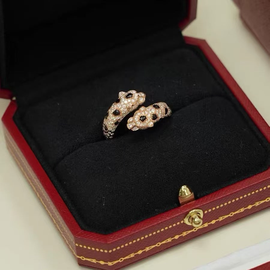 [Olivia Jewelry]PANTHERE DOUBLE LEOPARD HEAD RING(NO BOX)