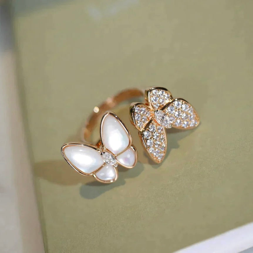 [Olivia Jewelry]TWIN BUTTERFLY DIAMOND MOP RING