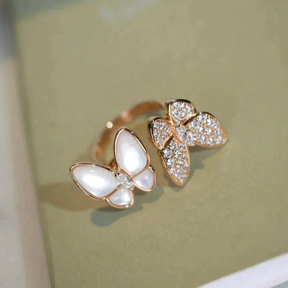[Olivia Jewelry]TWIN BUTTERFLY DIAMOND MOP RING