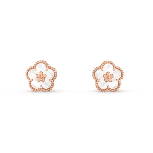 [Olivia Jewelry]LUCKY PINK GOLD WHITE MOP EARRINGS