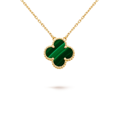 [Olivia Jewelry]CLOVER 15MM MALACHITE SINGLE FLOWER  NECKLACE