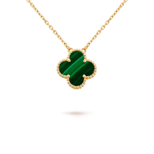[Olivia Jewelry]CLOVER 15MM MALACHITE SINGLE FLOWER  NECKLACE