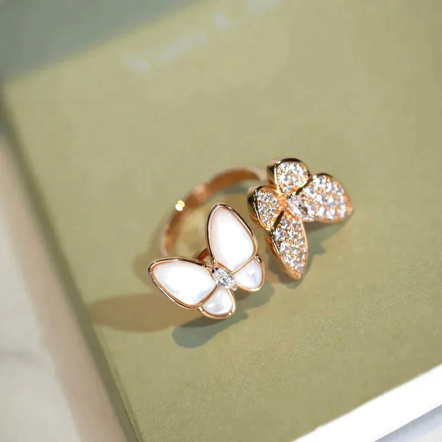 [Olivia Jewelry]TWIN BUTTERFLY DIAMOND MOP RING