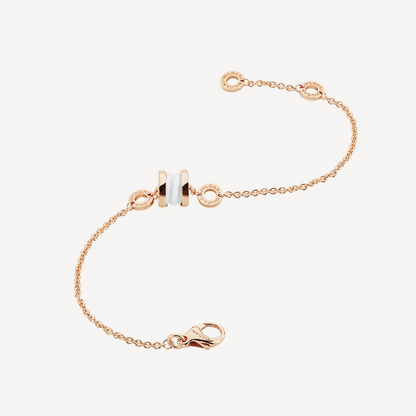 [OLIVIA]ZERO 1 SOFT PINK GOLD AND WHITE CERAMIC BRACELET
