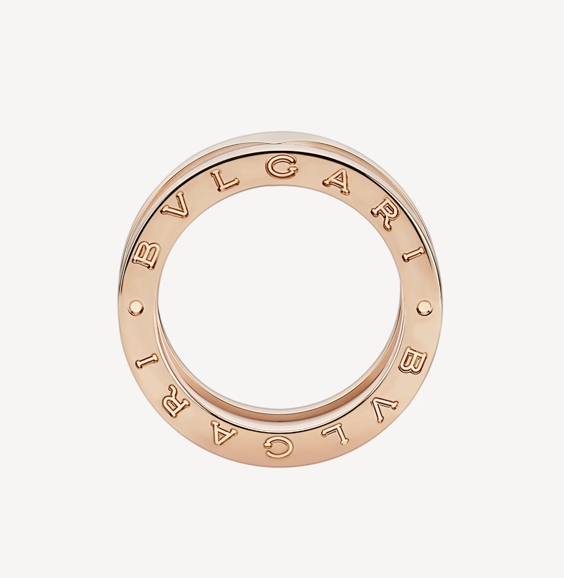 [AURORA]ZERO 1 TWO-BAND LOOPS AND WHITE CERAMIC SPIRAL PINK GOLD RING