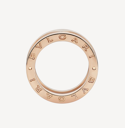 [AURORA]ZERO 1 TWO-BAND LOOPS AND WHITE CERAMIC SPIRAL PINK GOLD RING