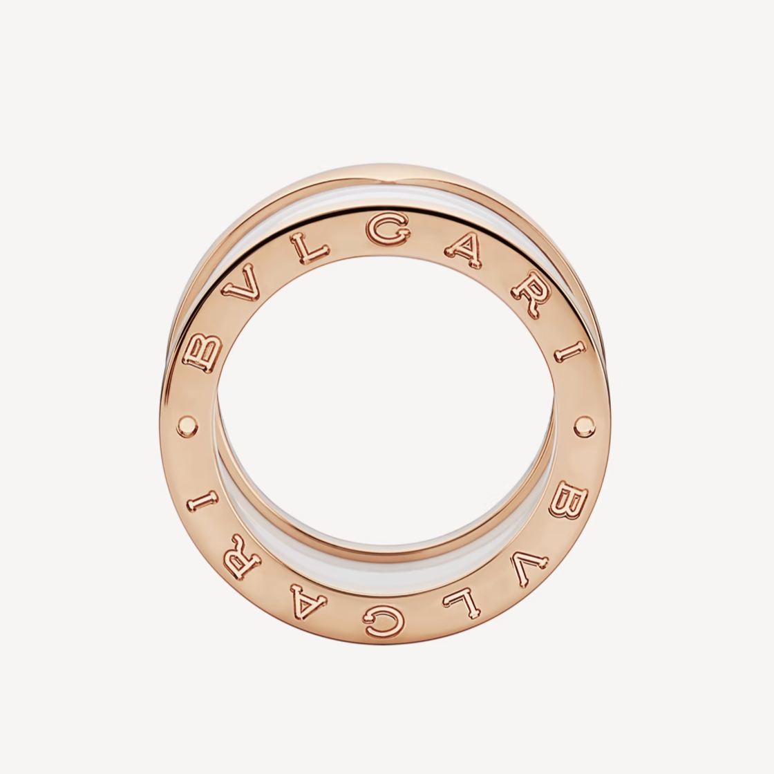 [Olivia Jewelry]ZERO 1 FOUR-BAND LOOPS AND WHITE CERAMIC SPIRAL PINK GOLD RING