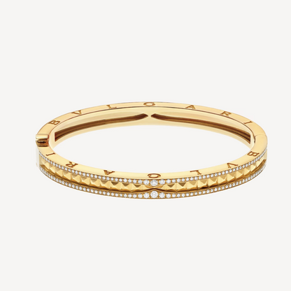 [OLIVIA]ZERO 1 SPIRAL AND PAVED DIAMOND GOLD BRACELET