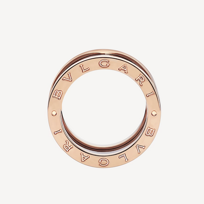 [OLIVIA]ZERO 1 FOUR-BAND LOOPS AND BLACK CERAMIC SPIRAL PINK GOLD RING