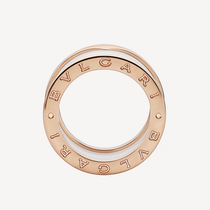 [OLIVIA]ZERO 1 FOUR-BAND LOOPS AND WHITE CERAMIC SPIRAL PINK GOLD RING