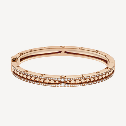 [OLIVIA]ZERO 1 SPIRAL AND PAVED DIAMOND PINK GOLD BRACELET