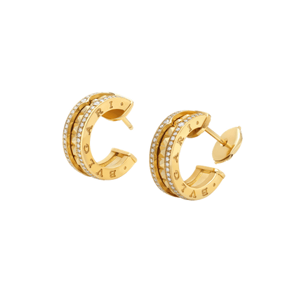 [OLIVIA]ZERO 1 ROCK GOLD EARRINGS WITH STUDDED SPIRAL AND PAVED DIAMONDS