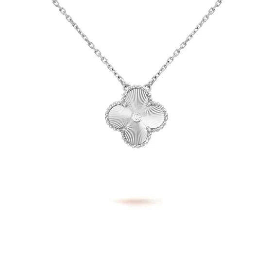 [Olivia Jewelry]CLOVER  15MM DIAMOND LASER NECKLACE SILVER