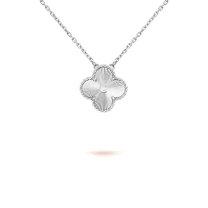 [Olivia Jewelry]CLOVER  15MM DIAMOND LASER NECKLACE SILVER