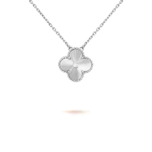 [Olivia Jewelry]CLOVER  15MM DIAMOND LASER NECKLACE SILVER