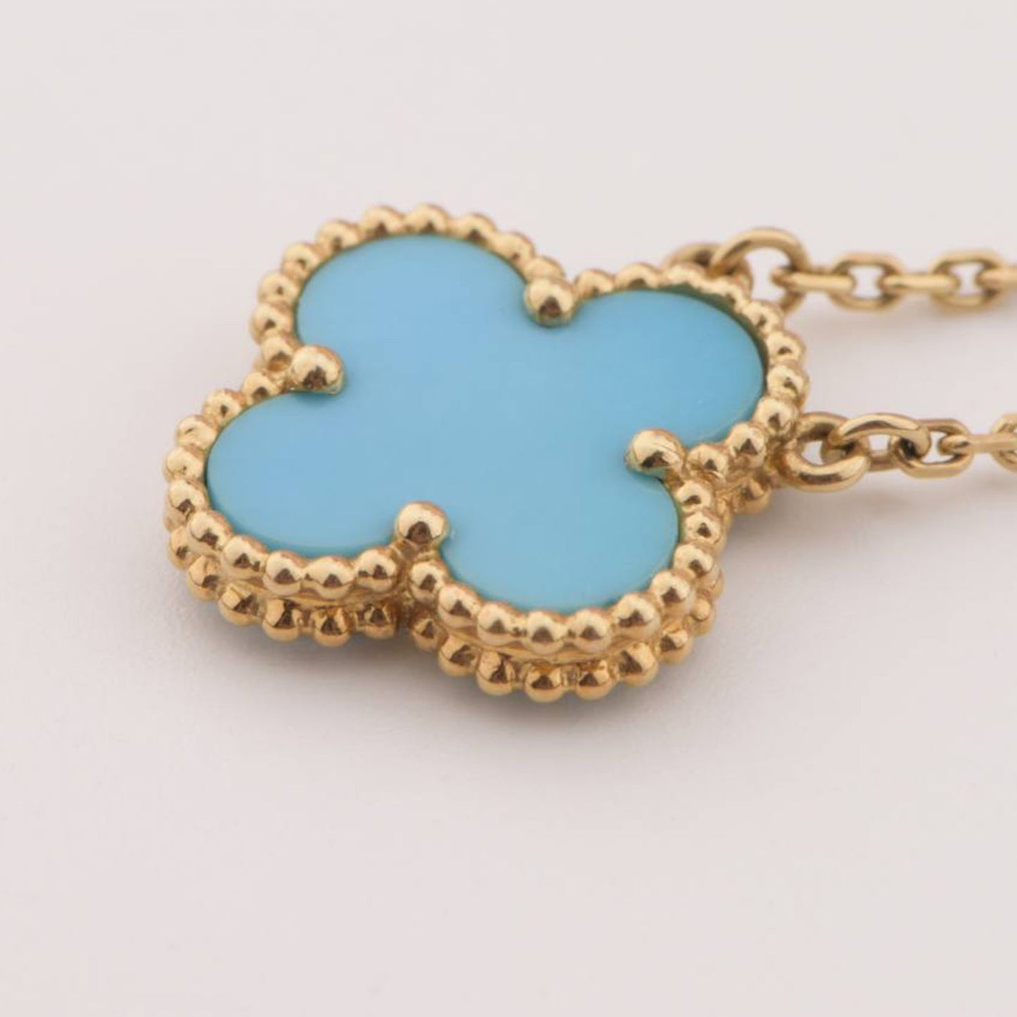 [Olivia Jewelry]CLOVER 15MM VINTAGE TURQUOISE NECKLACE