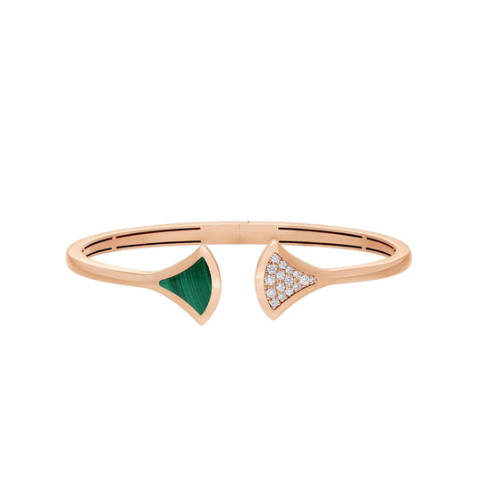[OLIVIA]DREAM BRACELET OPEN MALACHITE PINK GOLD