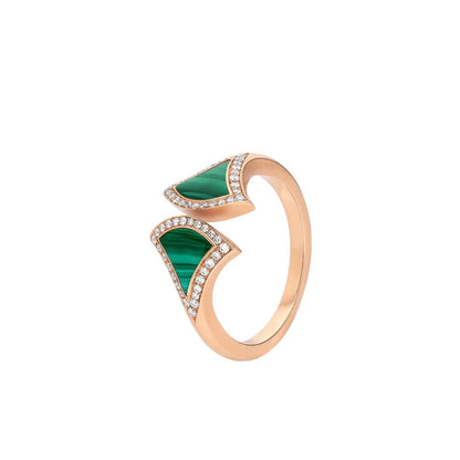 [OLIVIA]DREAM MALACHITE DIAMOND OPEN RING