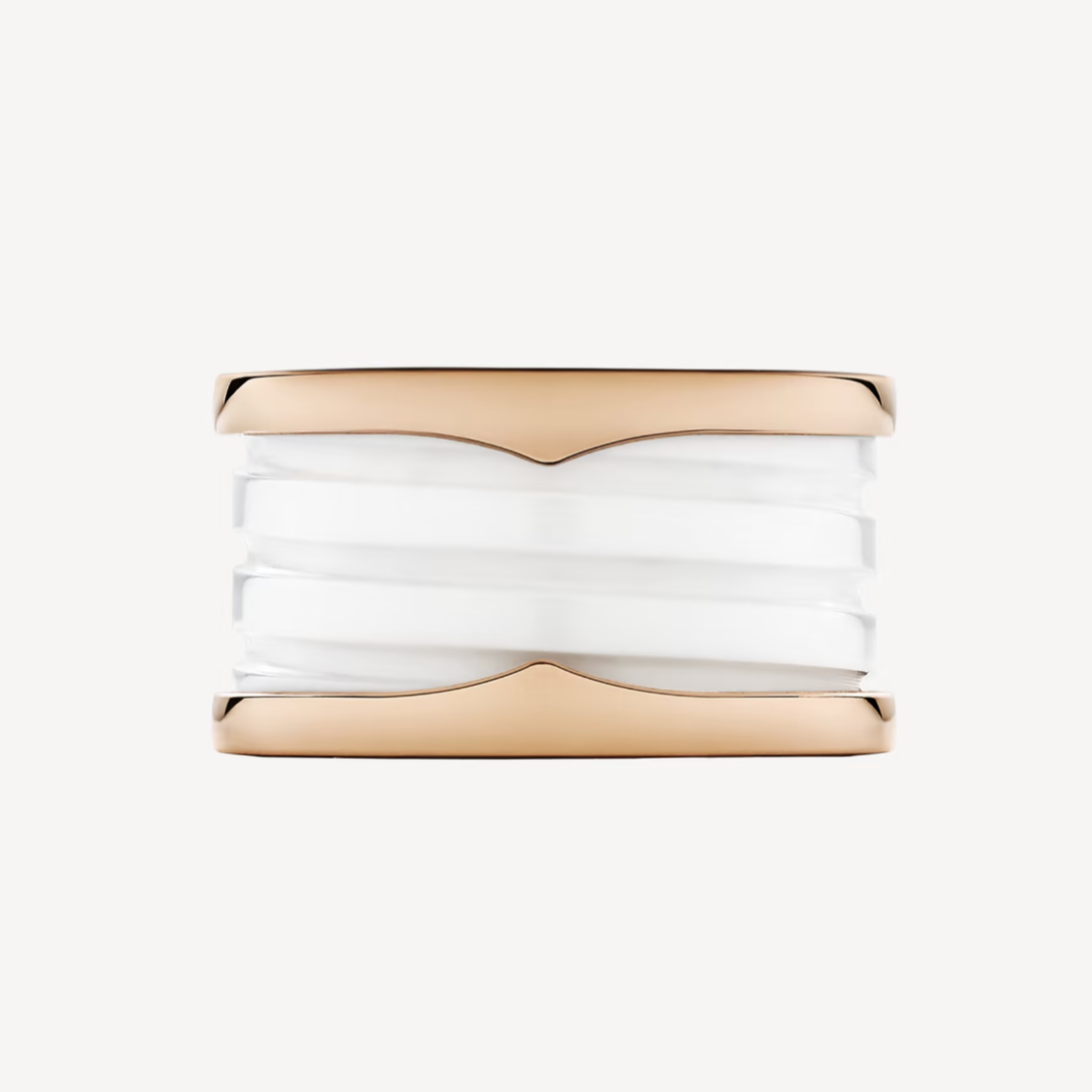 [Olivia Jewelry]ZERO 1 FOUR-BAND LOOPS AND WHITE CERAMIC SPIRAL PINK GOLD RING