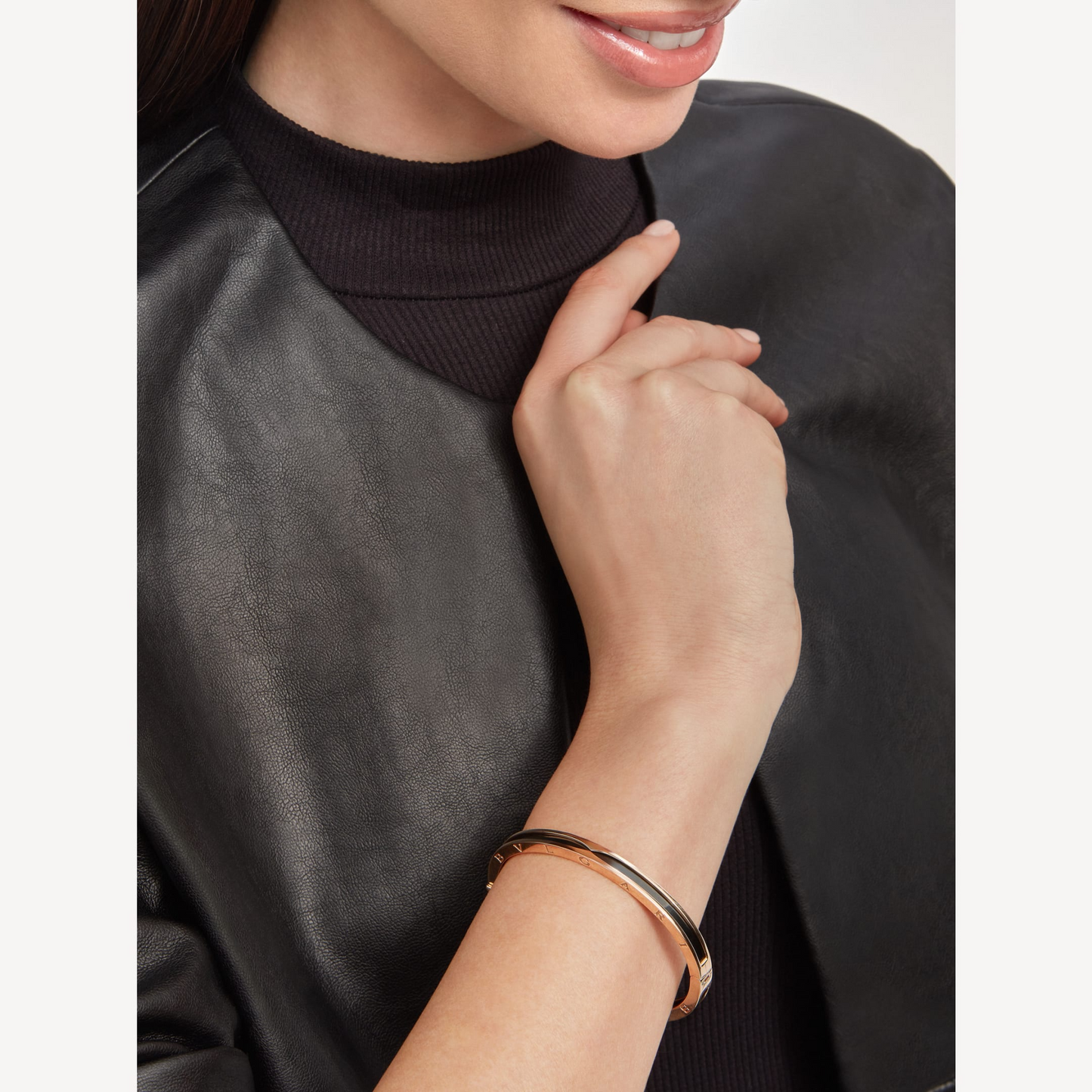 [OLIVIA]ZERO 1 PINK GOLD WITH BLACK CERAMIC BRACELET