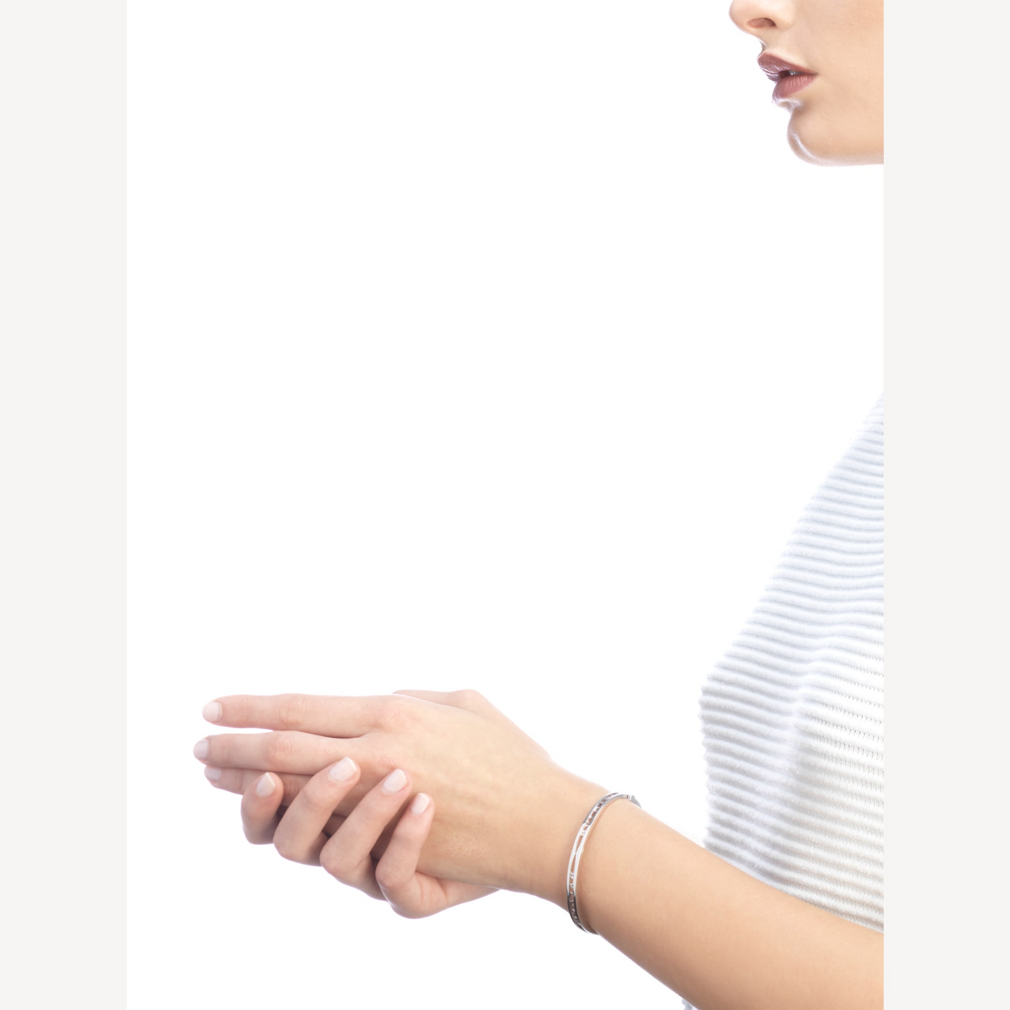 [OLIVIA]ZERO 1 SPIRAL LOGO SILVER BRACELET