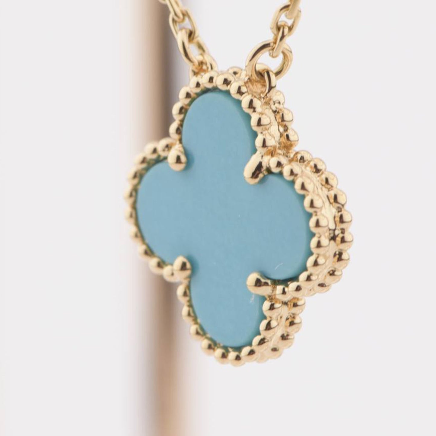 [Olivia Jewelry]CLOVER 15MM VINTAGE TURQUOISE NECKLACE