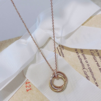 [Olivia Jewelry]TRINITY NECKLACE GOLD  DIAMONDS