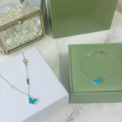 [Olivia Jewelry]BUTTERFLY TURQUOISE BUTTERFLY BRACELET SILVER