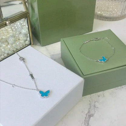 [Olivia Jewelry]BUTTERFLY TURQUOISE BUTTERFLY BRACELET SILVER