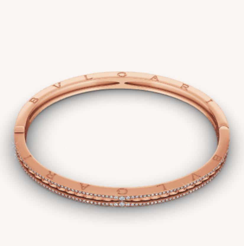 [OLIVIA]ZERO 1 SPIRAL AND PAVED DIAMOND PINK GOLD BRACELET