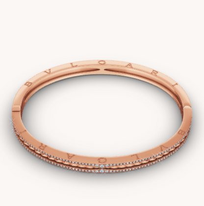 [OLIVIA]ZERO 1 SPIRAL AND PAVED DIAMOND PINK GOLD BRACELET