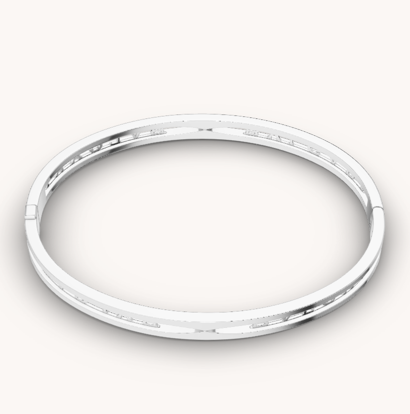 [OLIVIA]ZERO 1 SPIRAL LOGO SILVER BRACELET