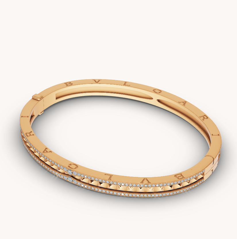 [OLIVIA]ZERO 1 SPIRAL AND PAVED DIAMOND GOLD BRACELET