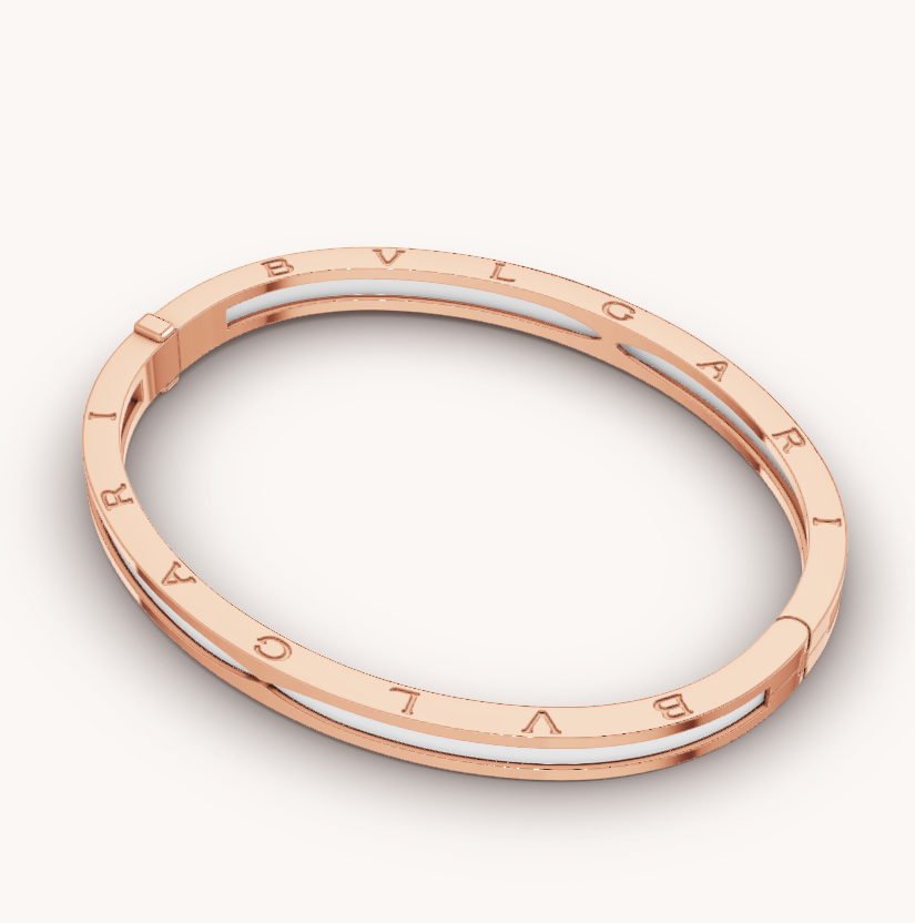 [Olivia Jewelry]ZERO 1 PINK GOLD WITH WHITE CERAMIC BRACELET