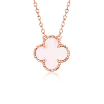 [Olivia Jewelry]CLOVER 15MM PINK MOTHER-OF-PEARL SINGLE FLOWER NECKLACE