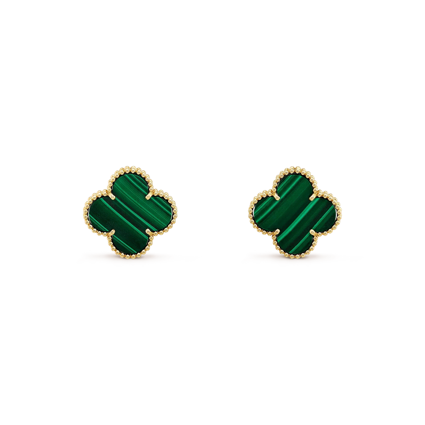 [Olivia Jewelry]CLOVER MINI 9.5MM MALACHITE  EARRINGS
