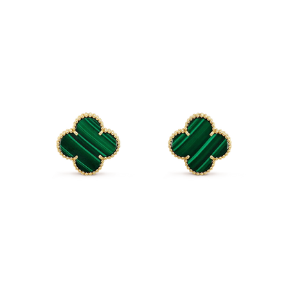 [Olivia Jewelry]CLOVER MINI 9.5MM MALACHITE  EARRINGS