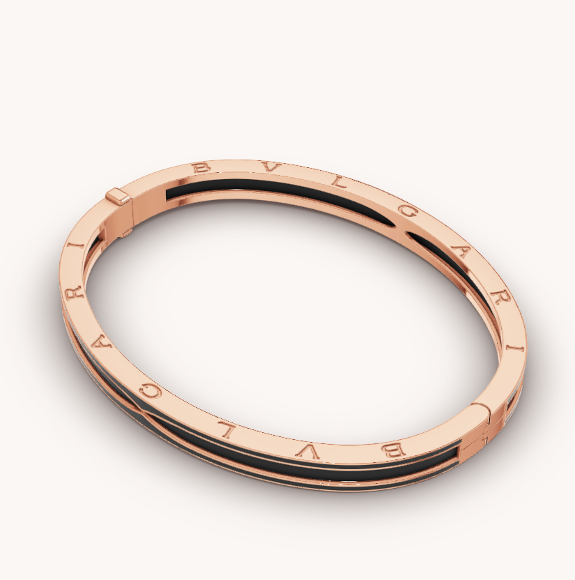 [Elitejewels]ZERO 1 ROSGOLD MIT MATTSCHWARZEM KERAMIKARMBAND